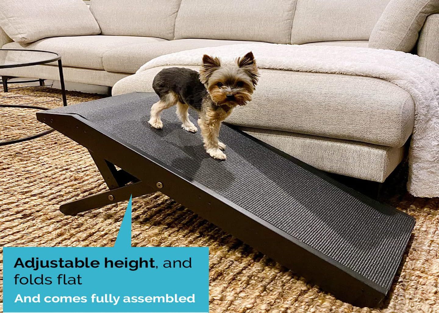 Youfun Adjustable Dog Ramp For Bed Small Dog & Large Dogs - 24 H Folding Dachshund Ramp Hardwood Pet Ramp For Couch With Platform Top Anti-Slip Surface - 47 L Dog Ramps For Medium Dogs & Old Cats