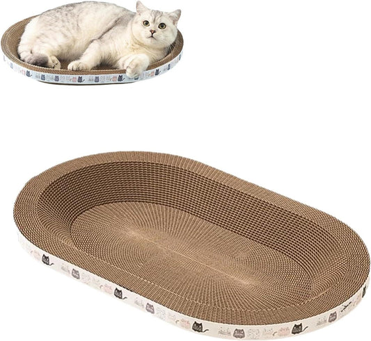 Cat Scratch Bed Oval Cat Scratcher Cardboard 2 In 1 Cat Scratch Pad Bowl Nest For Indoor Cats Round Lounger Couch For Cat Kitten Grinding Claw Stress Relief Furniture Protection