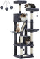 180cm Large Cat Tree For Indoor Cats, Multi-Level Cat Tower Cat Scratching Post With 2 Perches, 2 Condos, Hammock And 2 Pompoms Grey