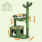 Cactus Cat Tree Condo 39.4 Inch With Hammock, Tall Sisal Scratching Post For Indoor Medium Cats, Green