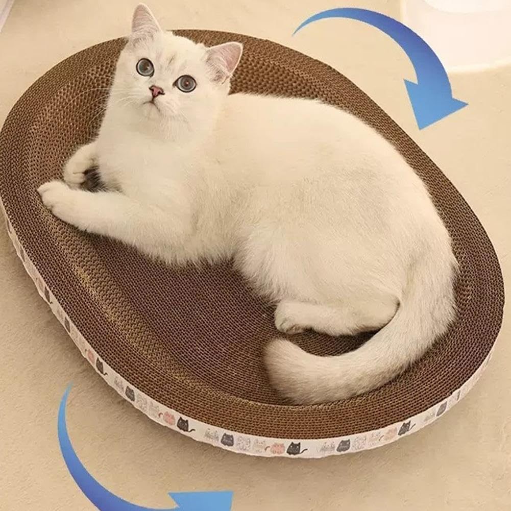 Cat Scratch Bed Oval Cat Scratcher Cardboard 2 In 1 Cat Scratch Pad Bowl Nest For Indoor Cats Round Lounger Couch For Cat Kitten Grinding Claw Stress Relief Furniture Protection