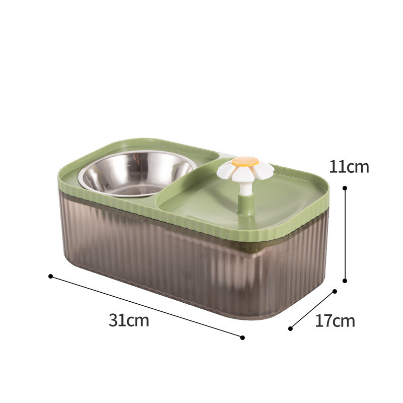 Cat Automatic Feeder Large Capacity Small Flower Water Fountain