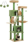 180cm Large Cat Tree For Indoor Cats, Multi-Level Cat Tower Cat Scratching Post With 2 Perches, 2 Condos, Hammock And 2 Pompoms Grey