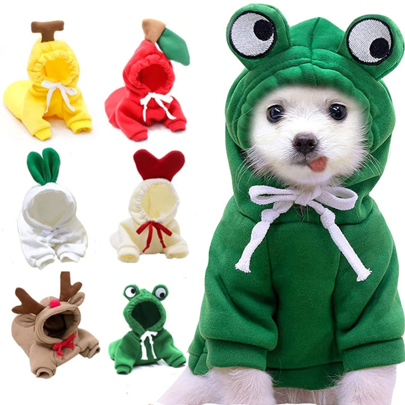 Cute Fruit Dog Clothes For Small Dogs Hoodies Winter Warm Fleece Pet Clothing Puppy Cat Costume Coat For French Chihuahua Outfit