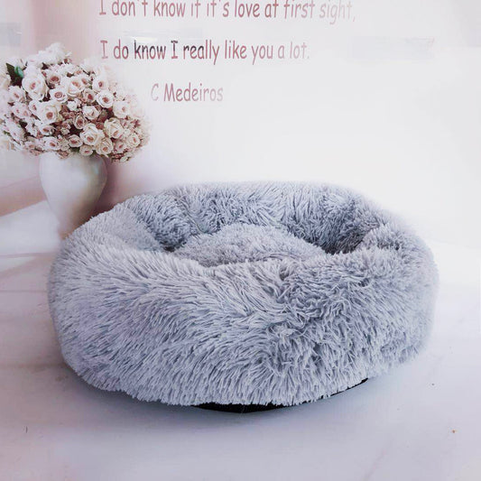 Small Round Plush Cat Puppy Beds - The Paw Father